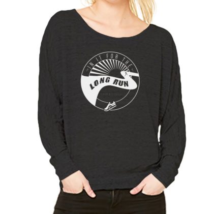 Women's Off-Shoulder Flowy Long-Sleeve Tee | Running Sayings | Ready Set Run Co